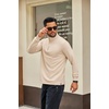image:imageCOOFANDY Men Quarter Zip Pullover Sweatshirts Long Sleeve Mock Neck Sweater  14 Closure HalfOpening Quilted Texture Fleece Standup Collar Business Casual Golfing Thermal Ribbed CuffsBeige