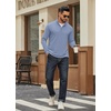image:imageCOOFANDY Men Quarter Zip Pullover Sweatshirts Long Sleeve Mock Neck Sweater  14 Closure HalfOpening Quilted Texture Fleece Standup Collar Business Casual Golfing Thermal Ribbed CuffsSky Blue