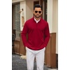 image:imageCOOFANDY Men Quarter Zip Pullover Sweatshirts Long Sleeve Mock Neck Sweater  14 Closure HalfOpening Quilted Texture Fleece Standup Collar Business Casual Golfing Thermal Ribbed CuffsDeep Red