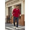 image:imageCOOFANDY Men Quarter Zip Pullover Sweatshirts Long Sleeve Mock Neck Sweater  14 Closure HalfOpening Quilted Texture Fleece Standup Collar Business Casual Golfing Thermal Ribbed CuffsDeep Red