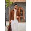 image:imageCOOFANDY Men Quarter Zip Pullover Sweatshirts Long Sleeve Mock Neck Sweater  14 Closure HalfOpening Quilted Texture Fleece Standup Collar Business Casual Golfing Thermal Ribbed CuffsBeige