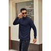 image:imageCOOFANDY Men Quarter Zip Pullover Sweatshirts Long Sleeve Mock Neck Sweater  14 Closure HalfOpening Quilted Texture Fleece Standup Collar Business Casual Golfing Thermal Ribbed CuffsNavy Blue