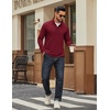 image:imageCOOFANDY Men Quarter Zip Pullover Sweatshirts Long Sleeve Mock Neck Sweater  14 Closure HalfOpening Quilted Texture Fleece Standup Collar Business Casual Golfing Thermal Ribbed CuffsWine Red
