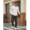 image:imageCOOFANDY Men Quarter Zip Pullover Sweatshirts Long Sleeve Mock Neck Sweater  14 Closure HalfOpening Quilted Texture Fleece Standup Collar Business Casual Golfing Thermal Ribbed CuffsWhite