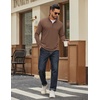 image:imageCOOFANDY Men Quarter Zip Pullover Sweatshirts Long Sleeve Mock Neck Sweater  14 Closure HalfOpening Quilted Texture Fleece Standup Collar Business Casual Golfing Thermal Ribbed CuffsBrown