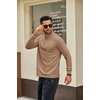 image:imageCOOFANDY Men Quarter Zip Pullover Sweatshirts Long Sleeve Mock Neck Sweater  14 Closure HalfOpening Quilted Texture Fleece Standup Collar Business Casual Golfing Thermal Ribbed CuffsKhaki