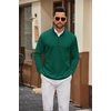 image:imageCOOFANDY Men Quarter Zip Pullover Sweatshirts Long Sleeve Mock Neck Sweater  14 Closure HalfOpening Quilted Texture Fleece Standup Collar Business Casual Golfing Thermal Ribbed CuffsForest Green