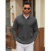 image:imageCOOFANDY Men Quarter Zip Pullover Sweatshirts Long Sleeve Mock Neck Sweater  14 Closure HalfOpening Quilted Texture Fleece Standup Collar Business Casual Golfing Thermal Ribbed CuffsDark Grey