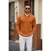 image:imageCOOFANDY Men Quarter Zip Pullover Sweatshirts Long Sleeve Mock Neck Sweater  14 Closure HalfOpening Quilted Texture Fleece Standup Collar Business Casual Golfing Thermal Ribbed CuffsLight Brown