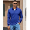 image:imageCOOFANDY Men Quarter Zip Pullover Sweatshirts Long Sleeve Mock Neck Sweater  14 Closure HalfOpening Quilted Texture Fleece Standup Collar Business Casual Golfing Thermal Ribbed CuffsDeep Blue
