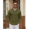 image:imageCOOFANDY Men Quarter Zip Pullover Sweatshirts Long Sleeve Mock Neck Sweater  14 Closure HalfOpening Quilted Texture Fleece Standup Collar Business Casual Golfing Thermal Ribbed CuffsArmy Green