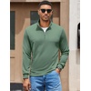 image:imageCOOFANDY Men Quarter Zip Pullover Sweatshirts Long Sleeve Mock Neck Sweater  14 Closure HalfOpening Quilted Texture Fleece Standup Collar Business Casual Golfing Thermal Ribbed CuffsDark Green