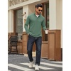 image:imageCOOFANDY Men Quarter Zip Pullover Sweatshirts Long Sleeve Mock Neck Sweater  14 Closure HalfOpening Quilted Texture Fleece Standup Collar Business Casual Golfing Thermal Ribbed CuffsDark Green
