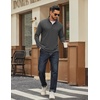 image:imageCOOFANDY Men Quarter Zip Pullover Sweatshirts Long Sleeve Mock Neck Sweater  14 Closure HalfOpening Quilted Texture Fleece Standup Collar Business Casual Golfing Thermal Ribbed CuffsDark Grey