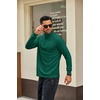 image:imageCOOFANDY Men Quarter Zip Pullover Sweatshirts Long Sleeve Mock Neck Sweater  14 Closure HalfOpening Quilted Texture Fleece Standup Collar Business Casual Golfing Thermal Ribbed CuffsForest Green