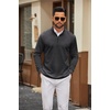 image:imageCOOFANDY Men Quarter Zip Pullover Sweatshirts Long Sleeve Mock Neck Sweater  14 Closure HalfOpening Quilted Texture Fleece Standup Collar Business Casual Golfing Thermal Ribbed CuffsGrey