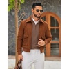 image:imageCOOFANDY Men Quarter Zip Pullover Sweatshirts Long Sleeve Mock Neck Sweater  14 Closure HalfOpening Quilted Texture Fleece Standup Collar Business Casual Golfing Thermal Ribbed CuffsBrown