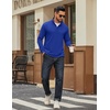 image:imageCOOFANDY Men Quarter Zip Pullover Sweatshirts Long Sleeve Mock Neck Sweater  14 Closure HalfOpening Quilted Texture Fleece Standup Collar Business Casual Golfing Thermal Ribbed CuffsDeep Blue