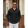image:imageCOOFANDY Men Quarter Zip Pullover Sweatshirts Long Sleeve Mock Neck Sweater  14 Closure HalfOpening Quilted Texture Fleece Standup Collar Business Casual Golfing Thermal Ribbed CuffsBlack
