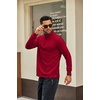 image:imageCOOFANDY Men Quarter Zip Pullover Sweatshirts Long Sleeve Mock Neck Sweater  14 Closure HalfOpening Quilted Texture Fleece Standup Collar Business Casual Golfing Thermal Ribbed CuffsDeep Red