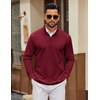 image:imageCOOFANDY Men Quarter Zip Pullover Sweatshirts Long Sleeve Mock Neck Sweater  14 Closure HalfOpening Quilted Texture Fleece Standup Collar Business Casual Golfing Thermal Ribbed CuffsWine Red