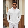 image:imageCOOFANDY Men Quarter Zip Pullover Sweatshirts Long Sleeve Mock Neck Sweater  14 Closure HalfOpening Quilted Texture Fleece Standup Collar Business Casual Golfing Thermal Ribbed CuffsWhite