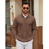 image:imageCOOFANDY Men Quarter Zip Pullover Sweatshirts Long Sleeve Mock Neck Sweater  14 Closure HalfOpening Quilted Texture Fleece Standup Collar Business Casual Golfing Thermal Ribbed CuffsBrown