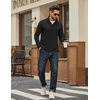 image:imageCOOFANDY Men Quarter Zip Pullover Sweatshirts Long Sleeve Mock Neck Sweater  14 Closure HalfOpening Quilted Texture Fleece Standup Collar Business Casual Golfing Thermal Ribbed CuffsBlack