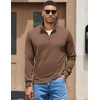 image:imageCOOFANDY Men Quarter Zip Pullover Sweatshirts Long Sleeve Mock Neck Sweater  14 Closure HalfOpening Quilted Texture Fleece Standup Collar Business Casual Golfing Thermal Ribbed CuffsBrown