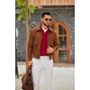 image:imageCOOFANDY Men Quarter Zip Pullover Sweatshirts Long Sleeve Mock Neck Sweater  14 Closure HalfOpening Quilted Texture Fleece Standup Collar Business Casual Golfing Thermal Ribbed CuffsDeep Red