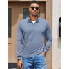 image:imageCOOFANDY Men Quarter Zip Pullover Sweatshirts Long Sleeve Mock Neck Sweater  14 Closure HalfOpening Quilted Texture Fleece Standup Collar Business Casual Golfing Thermal Ribbed CuffsSky Blue