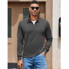 image:imageCOOFANDY Men Quarter Zip Pullover Sweatshirts Long Sleeve Mock Neck Sweater  14 Closure HalfOpening Quilted Texture Fleece Standup Collar Business Casual Golfing Thermal Ribbed CuffsDark Grey