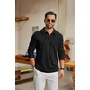 image:imageCOOFANDY Mens Knit Polo Shirt Long Sleeve Polo Sweaters Casual Golf Shirts  long sleeve knit shirtsknitted polo shirtsfleece shirtAblack