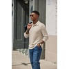 image:imageCOOFANDY Mens Knit Polo Shirt Long Sleeve Polo Sweaters Casual Golf Shirts  long sleeve knit shirtsknitted polo shirtsfleece shirtBeige