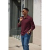 image:imageCOOFANDY Mens Knit Polo Shirt Long Sleeve Polo Sweaters Casual Golf Shirts  long sleeve knit shirtsknitted polo shirtsfleece shirtDark Red