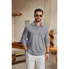 image:imageCOOFANDY Mens Knit Polo Shirt Long Sleeve Polo Sweaters Casual Golf Shirts  long sleeve knit shirtsknitted polo shirtsfleece shirtGrey