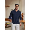 image:imageCOOFANDY Mens Knit Polo Shirt Long Sleeve Polo Sweaters Casual Golf Shirts  long sleeve knit shirtsknitted polo shirtsfleece shirtNavy Blue