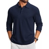 image:imageCOOFANDY Mens Knit Polo Shirt Long Sleeve Polo Sweaters Casual Golf Shirts  long sleeve knit shirtsknitted polo shirtsfleece shirtNavy Blue