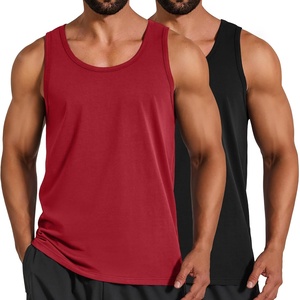 image:imageCOOFANDY Mens Cotton Tank Tops Workout Summer Sleeveless Muscle Gym Shirts Athletic Beach Tee Shirt PackBlackred