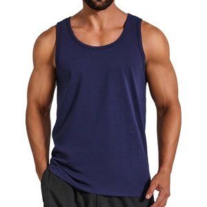 image:imageCOOFANDY Mens Cotton Tank Tops Workout Summer Sleeveless Muscle Gym Shirts Athletic Beach Tee Shirt PackNavy Blue