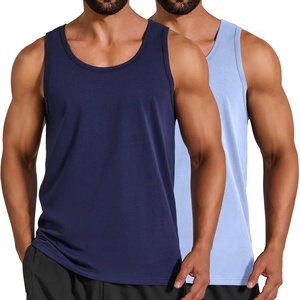 image:imageCOOFANDY Mens Cotton Tank Tops Workout Summer Sleeveless Muscle Gym Shirts Athletic Beach Tee Shirt PackNavy Bluelgiht Blue