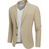 image:imageCOOFANDY Mens Casual Blazer Jacket Slim Fit Two Button Suit Jackets  Slimfit knit blazer notched lapel 2button closure 4 pockets pairs casual or formal ideal gift for any occasionLight Khaki