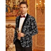image:imageCOOFANDY Mens Velvet Tuxedo Floral Blazer Jacket for Prom Party Wedding  Tuxedo JacketVelvet BlazerRose Floral JacketRegular Fit Blazer1ButtonShawl LapelWeddingPromPartyDinnerDatingGiftSilver
