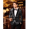 image:imageCOOFANDY Mens Velvet Tuxedo Floral Blazer Jacket for Prom Party Wedding  Tuxedo JacketVelvet BlazerRose Floral JacketRegular Fit Blazer1ButtonShawl LapelWeddingPromPartyDinnerDatingGiftSilver