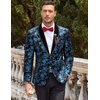 image:imageCOOFANDY Mens Velvet Tuxedo Floral Blazer Jacket for Prom Party Wedding  Tuxedo JacketVelvet BlazerRose Floral JacketRegular Fit Blazer1ButtonShawl LapelWeddingPromPartyDinnerDatingGiftBlue