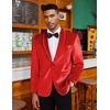image:imageCOOFANDY Mens Velvet Tuxedo Floral Blazer Jacket for Prom Party Wedding  Tuxedo JacketVelvet BlazerRose Floral JacketRegular Fit Blazer1ButtonShawl LapelWeddingPromPartyDinnerDatingGiftRedsolid