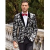 image:imageCOOFANDY Mens Velvet Tuxedo Floral Blazer Jacket for Prom Party Wedding  Tuxedo JacketVelvet BlazerRose Floral JacketRegular Fit Blazer1ButtonShawl LapelWeddingPromPartyDinnerDatingGiftSilver