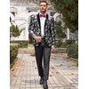 image:imageCOOFANDY Mens Velvet Tuxedo Floral Blazer Jacket for Prom Party Wedding  Tuxedo JacketVelvet BlazerRose Floral JacketRegular Fit Blazer1ButtonShawl LapelWeddingPromPartyDinnerDatingGiftSilver