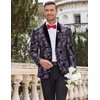image:imageCOOFANDY Mens Velvet Tuxedo Floral Blazer Jacket for Prom Party Wedding  Tuxedo JacketVelvet BlazerRose Floral JacketRegular Fit Blazer1ButtonShawl LapelWeddingPromPartyDinnerDatingGiftPurple