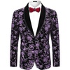 image:imageCOOFANDY Mens Velvet Tuxedo Floral Blazer Jacket for Prom Party Wedding  Tuxedo JacketVelvet BlazerRose Floral JacketRegular Fit Blazer1ButtonShawl LapelWeddingPromPartyDinnerDatingGiftPurple